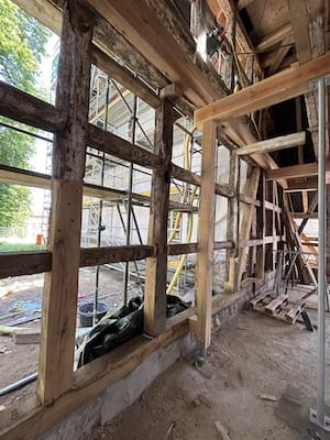 Remise erneuerte Fachwerkonstruktion Nordseite